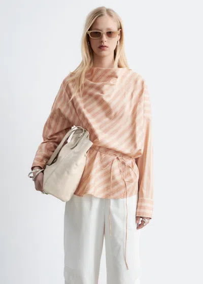 & Other Stories Striped Cowl-neck Blouse In Orange