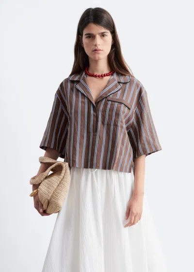 & Other Stories Striped Resort Shirt In Brown