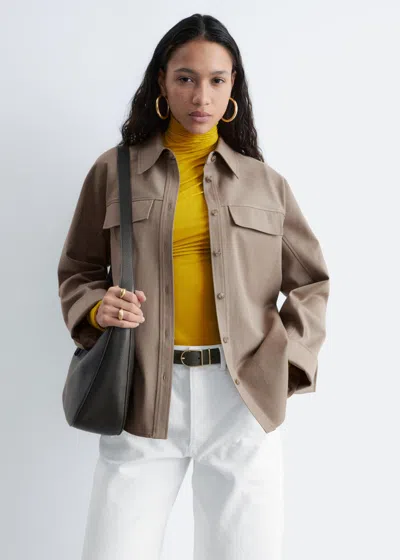 & Other Stories Structured Wool-cotton Shirt In Neutral