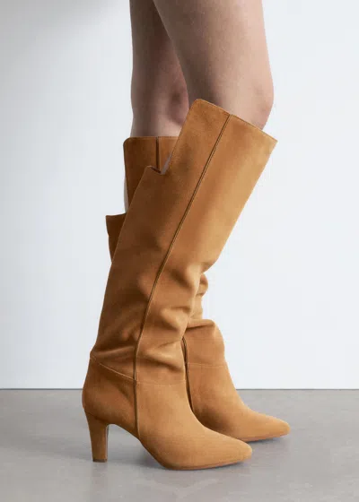 & Other Stories Suede Knee Boots In Brown