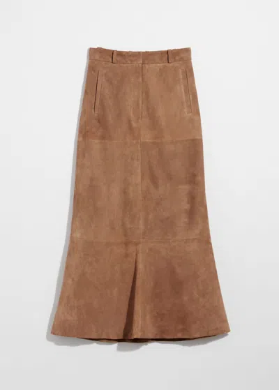 & Other Stories Suede Midi Skirt In Beige