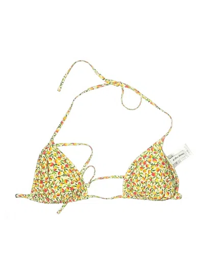 Pre-owned & Other Stories Swimsuit Top Yellow Print Pattern Tie Neck Swimwear