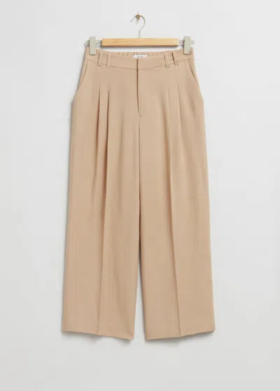 & Other Stories Tailored High Waist Trousers In Beige