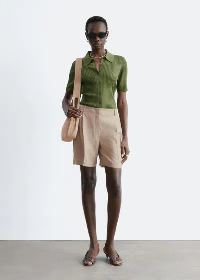 & Other Stories Tailored Linen Shorts In Animal Print