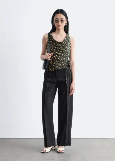 & Other Stories Tailored Linen Trousers In Black