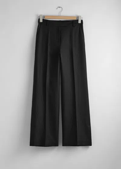 & Other Stories Tailored Linen Trousers In Black