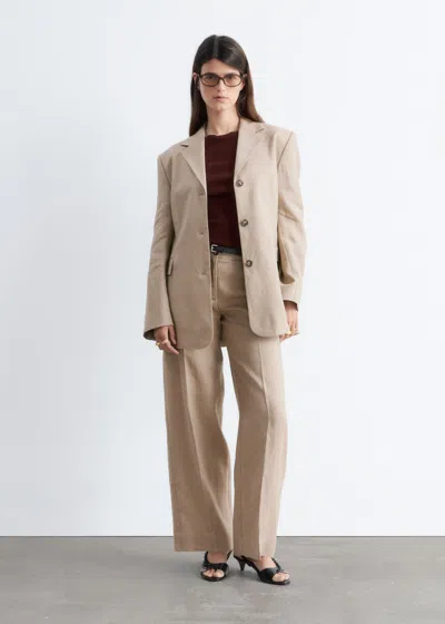 & Other Stories Tailored Linen Trousers In Brown