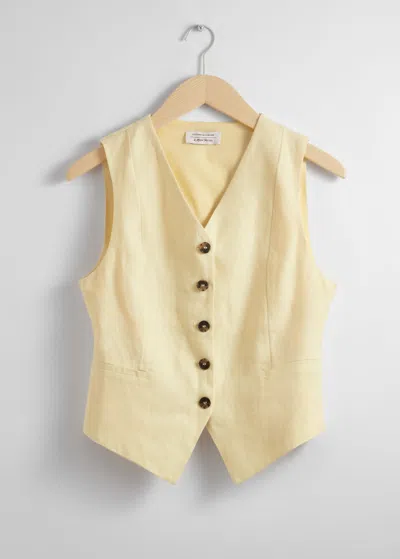 & Other Stories Tailored Linen Vest In Yellow
