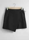 & Other Stories Tailored Mini Wrap Skirt In Black