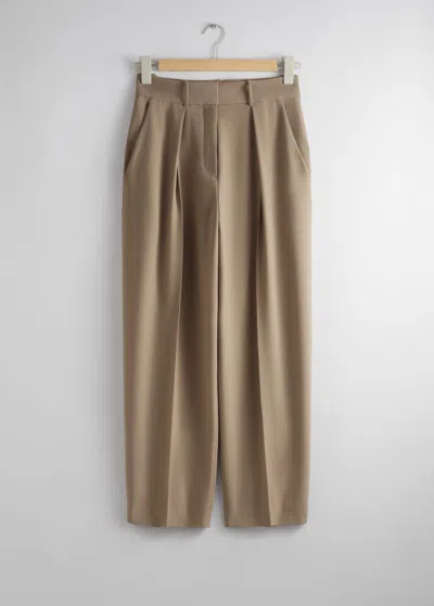 & Other Stories Tailored Tapered Trousers In Green