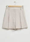 & Other Stories Pleated High Waist Linen Shorts In Beige