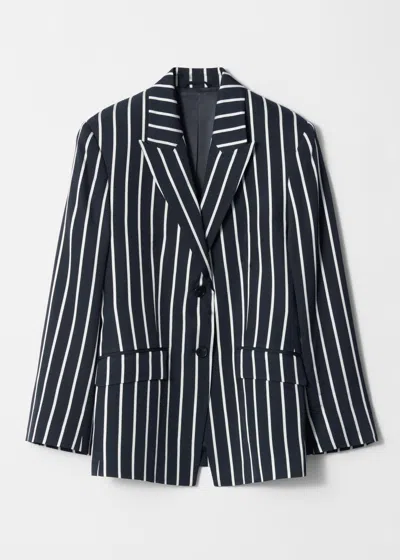 & Other Stories Tailored Wide-shoulder Blazer In Black