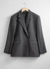 & Other Stories Tailored Wide-shoulder Blazer In Grey