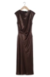 & OTHER STORIES TANIA CAP SLEEVE SATIN MIDI DRESS