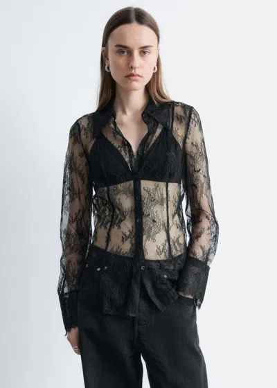 & Other Stories Tapered Lace Shirt In Black