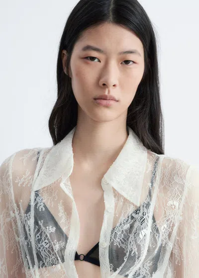 & Other Stories Tapered Lace Shirt In White