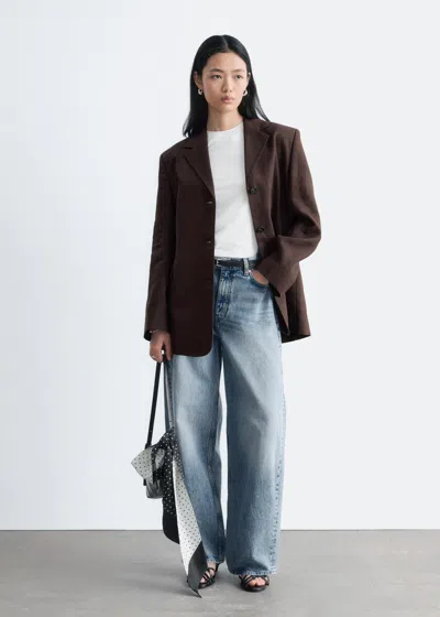 & Other Stories Linen Tie Waist Blazer In Multi