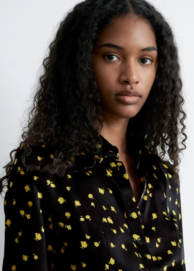 & Other Stories Tapered Silk Shirt In Black