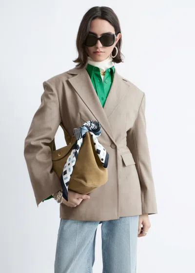 & Other Stories Tapered Wool Blazer In Brown