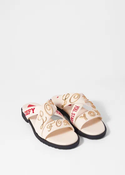& Other Stories Text-print Leather Sandals In White
