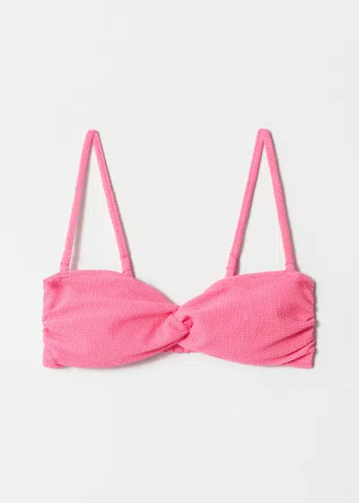 & Other Stories Textured Bandeau Bikini Top In Pink