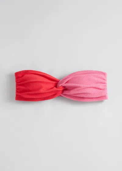 & Other Stories Textured Bandeau Bikini Top In Pink