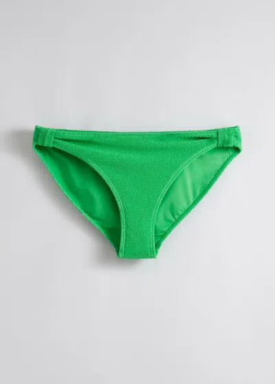 & Other Stories Textured Bikini Bottoms In Green