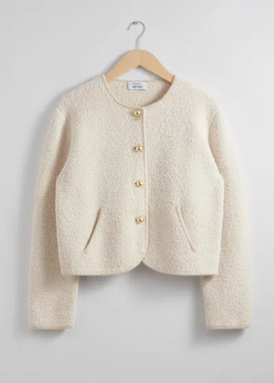 & Other Stories Textured Glitter Cardigan In White