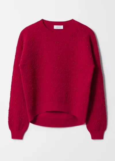 & Other Stories Textured-jacquard Knit Jumper In Red
