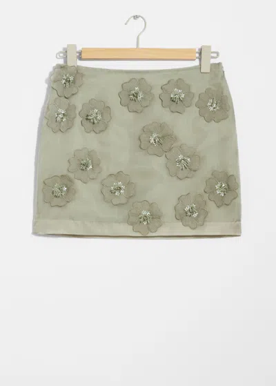 & Other Stories Textured Mini Skirt In Green