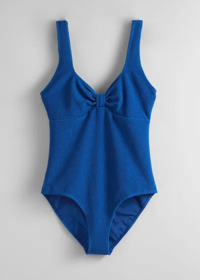 & Other Stories Textured Swimsuit In Blue