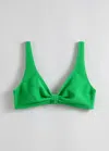 & Other Stories Textured Triangle Bikini Top In Green