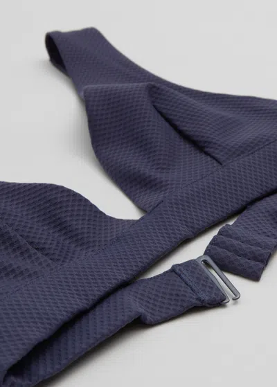& Other Stories Textured V-cut Bikini Top In Blue