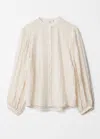 & Other Stories Textured Voluminous Sleeve Blouse In White