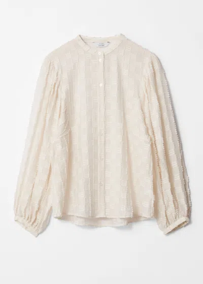 & Other Stories Textured Voluminous Sleeve Blouse In White