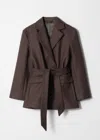 & Other Stories Tie-belt Wool Blazer In Brown