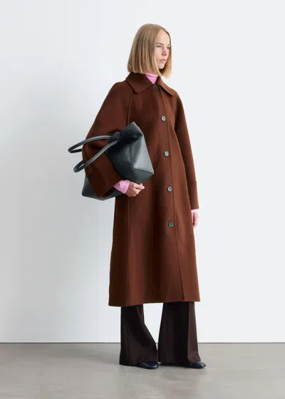 & Other Stories Tie-belt Wool Car Coat In Brown