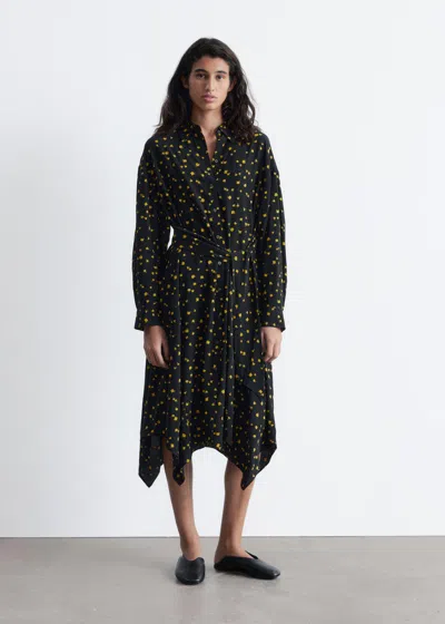 & Other Stories Tie-detail Midi Shirt Dress In Black