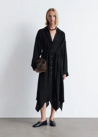 & Other Stories Tie-detail Midi Shirt Dress In Black