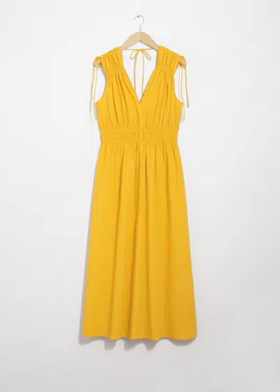 & Other Stories Tie-detailed Midi Dress In Yellow