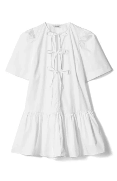 & Other Stories Tie Front Cotton A-line Dress In White
