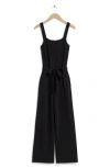 & Other Stories Tie Waist Jumpsuit In Black