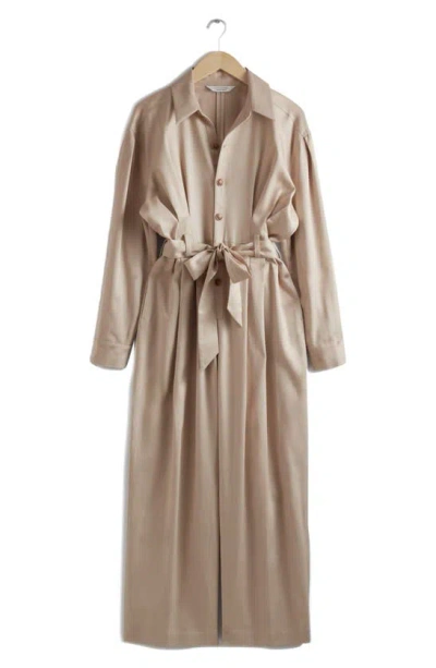 & Other Stories Relaxed Belted Jumpsuit In Beige