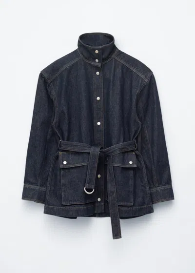 & Other Stories Tie-belt Denim Jacket In Blue