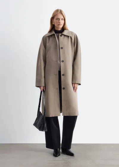 & Other Stories Tie-belt Wool Trench Coat In Brown