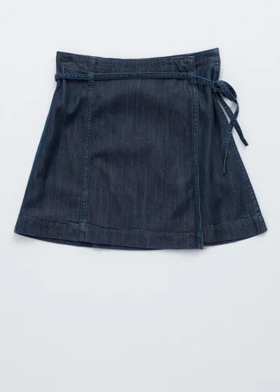 & Other Stories Tie-detail Denim Mini Skirt In Blue