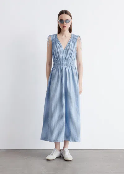 & Other Stories Tie-detailed Midi Dress In Blue