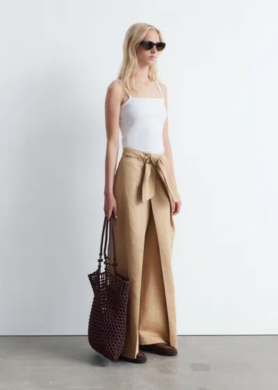 & Other Stories Tie-front Wide-leg Trousers In Brown