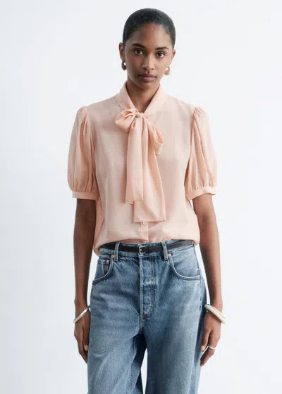 & Other Stories Tie-neck Silk Blouse In Neutral