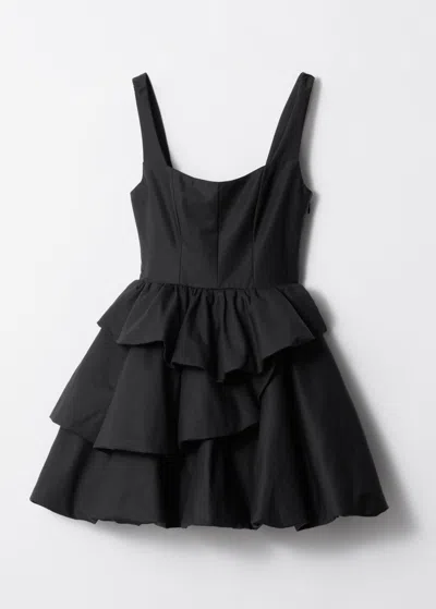 & Other Stories Tiered Bubble Mini Dress In Black